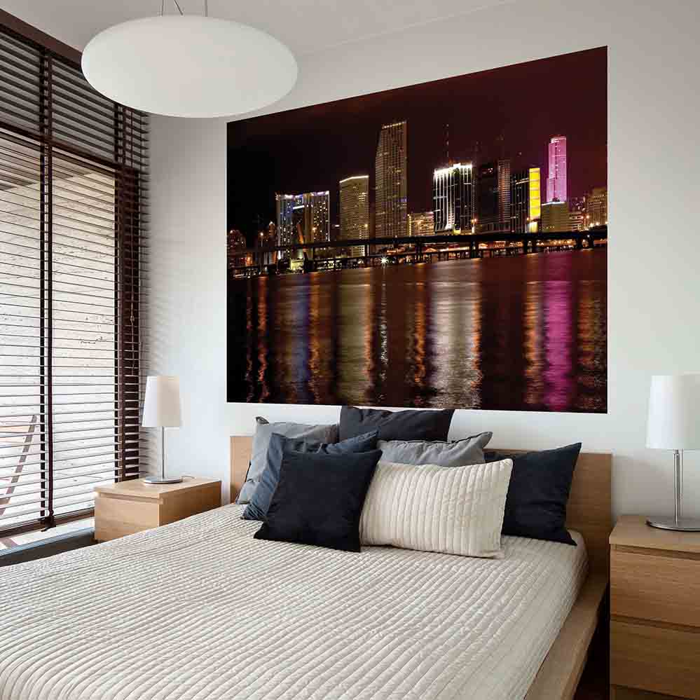 48x72 inch Night Miami Decal Installed in Bedroom