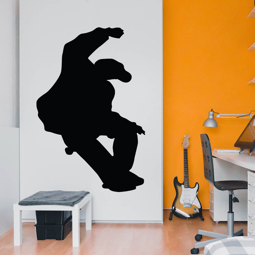 72 inch Skateboard Blunt Silhouette Wall Decal Installed in Teens Room