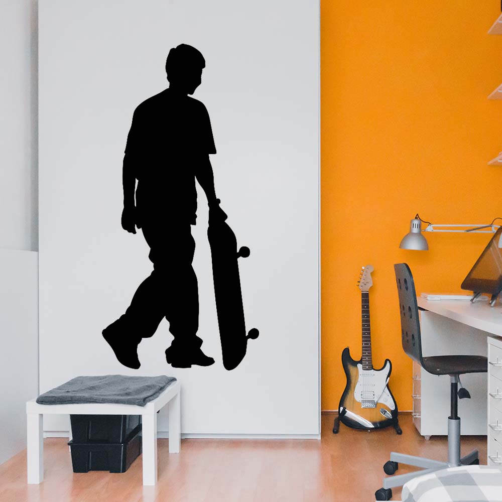 72 inch Skateboard Silhouette Wall Decal Installed in Teens Room