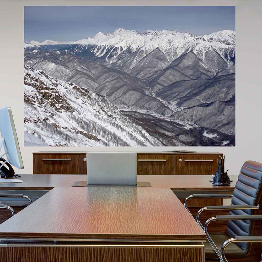 48x72 inch Snowy Mountain Poster Displayed in Office