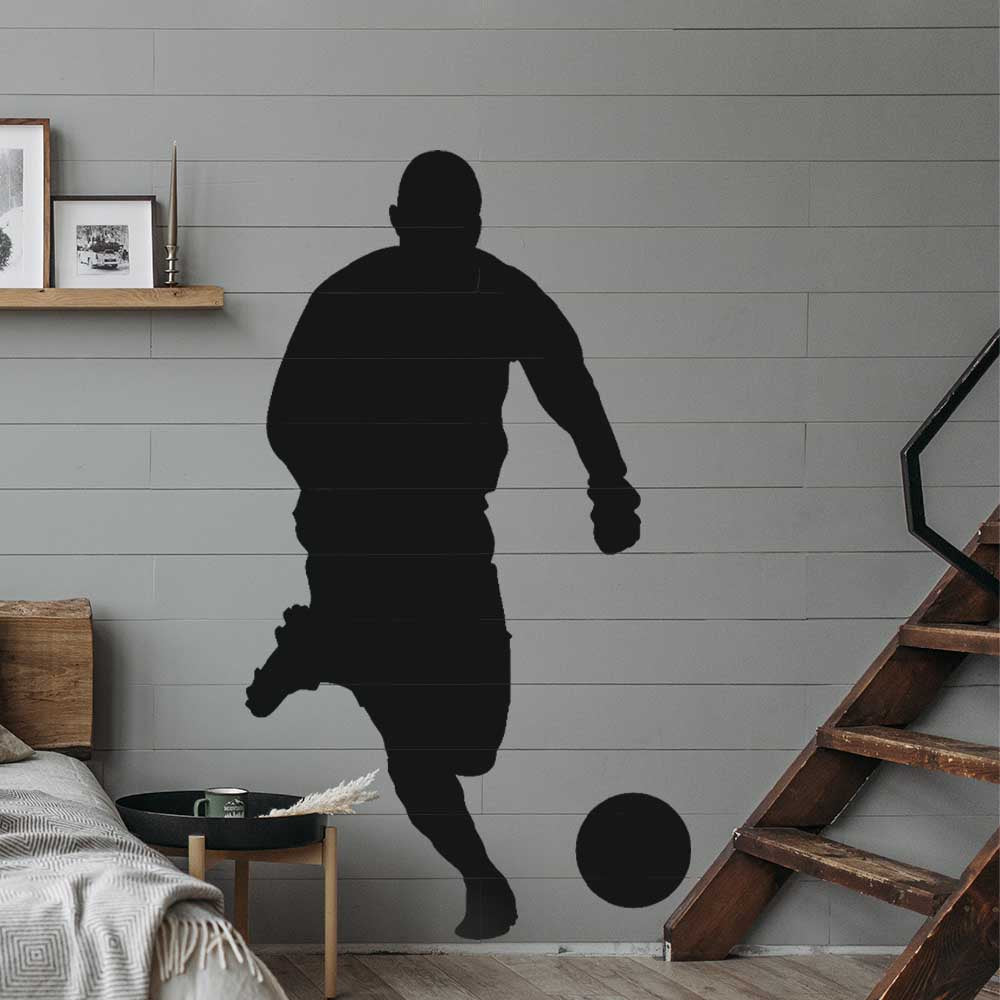 72 inch Soccer Silhouette I Wall Decal Installed in Basement Bedroom