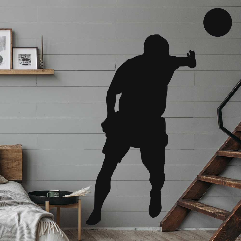 72 inch Soccer Silhouette II Wall Decal Installed in Basement Bedroom