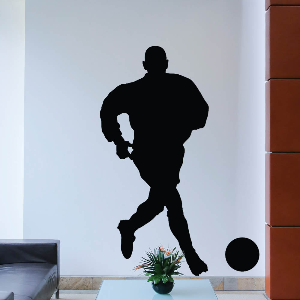 72 inch Soccer Silhouette III Wall Decal Installed on Wall