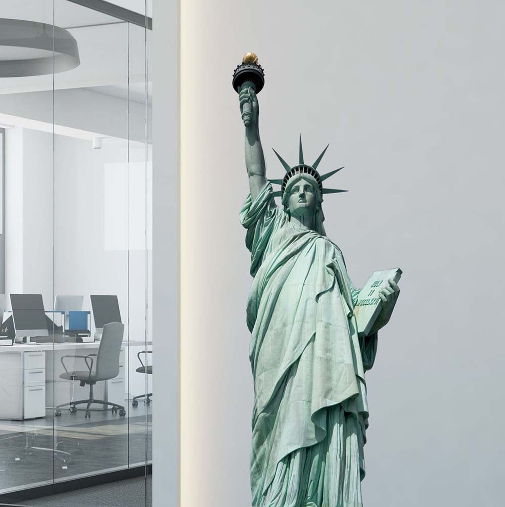 30.5x72 inch Statue of Liberty Decal Installed in Office Entrance