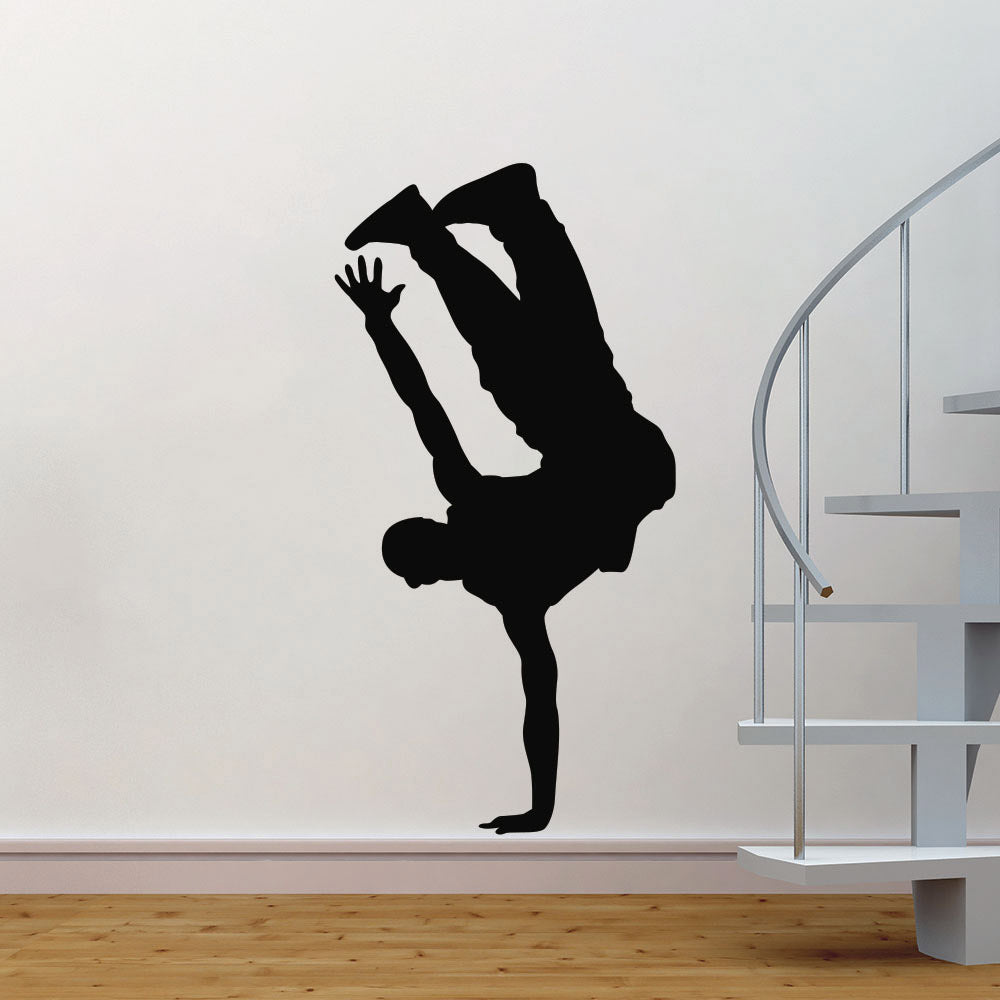 72 inch Street Dancer Silhouette Decal Installed Next to Staircase