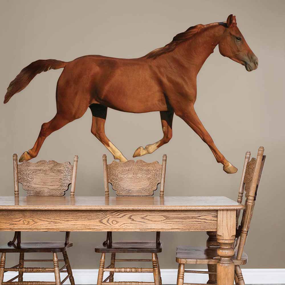 72 inch Trotting Horse Die-Cut Decal Installed in Dining Room