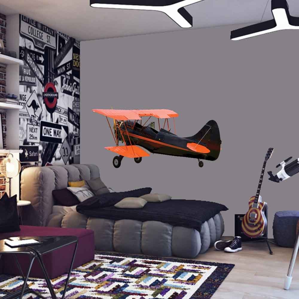 72 inch Vintage Biplane Wall Decal Installed in Teens Room
