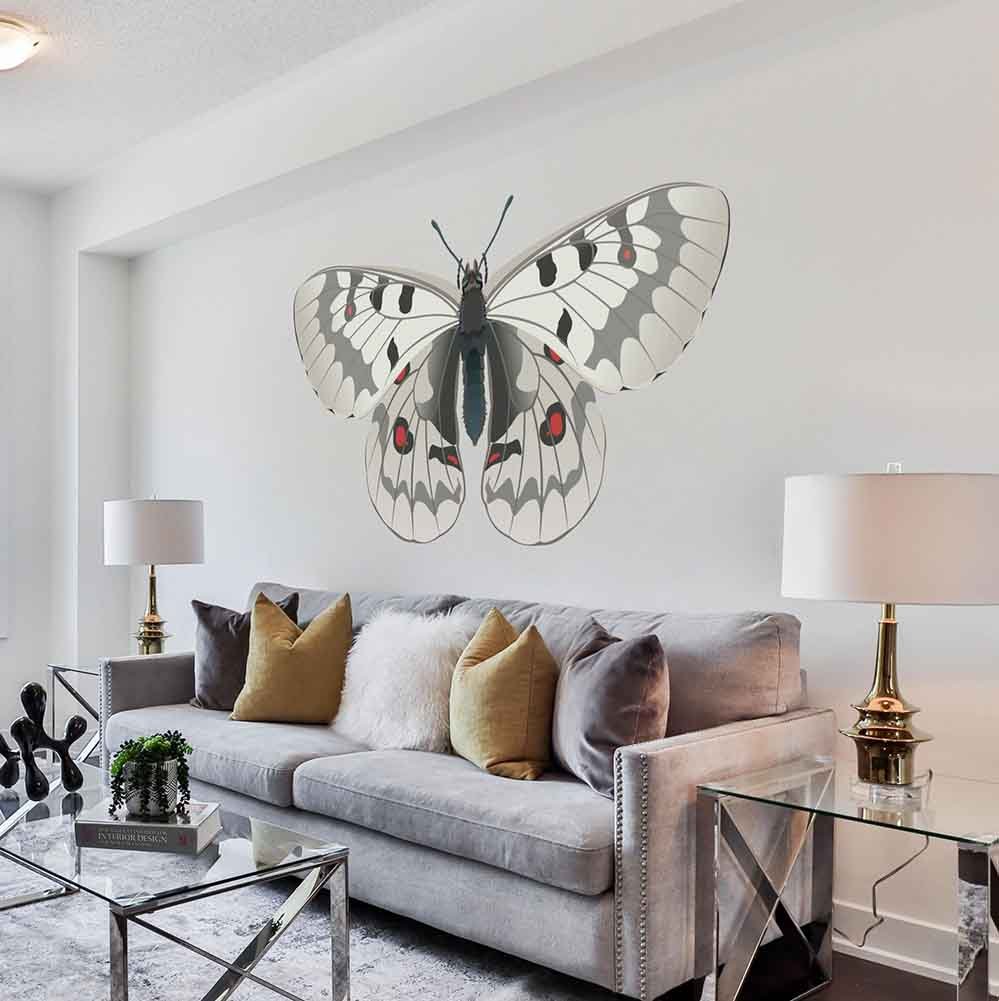 38x72 inch Apollo Butterfly Decal Installed in Living Room