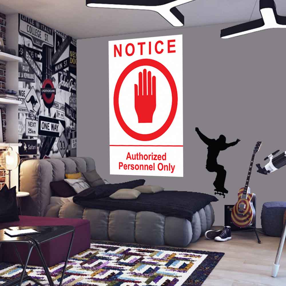 72 inch Authorized Personnel Sign Decal Installed in Boys Room