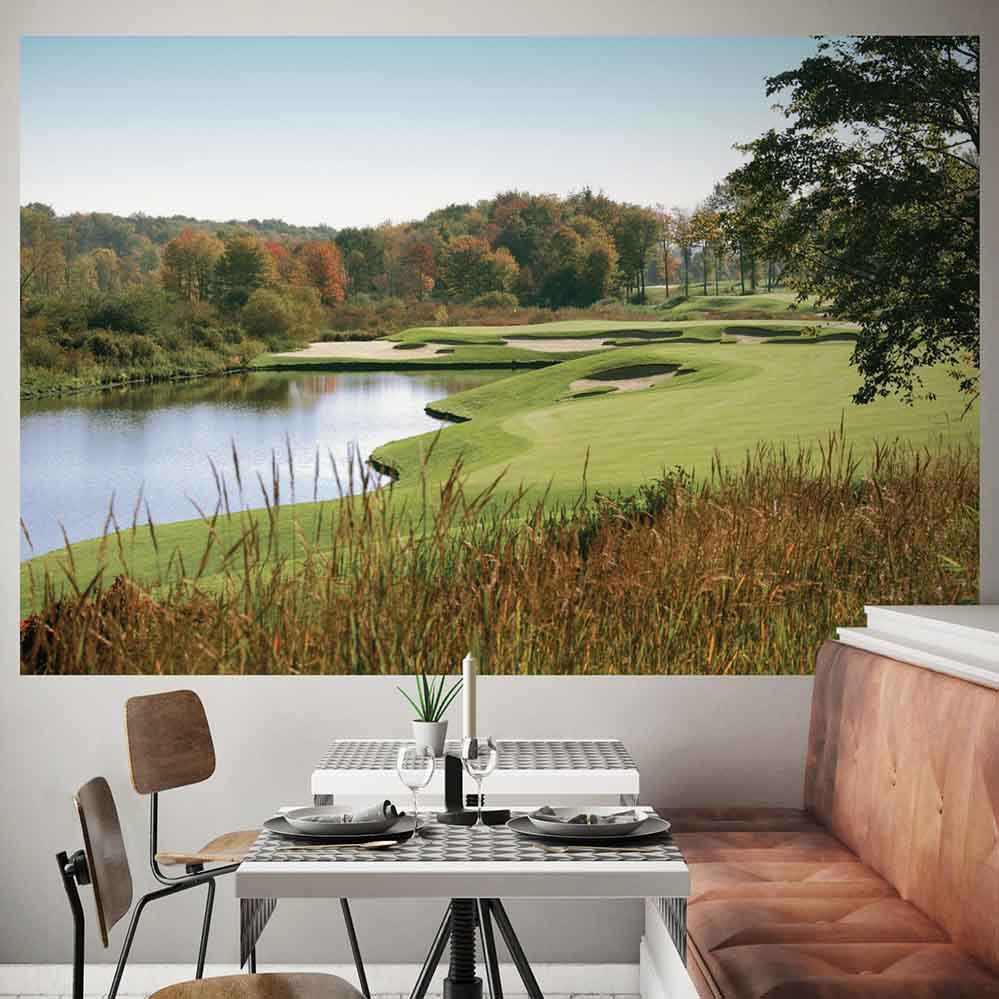 48x72 inch Autumn Golf Course Poster Installed in Dining Room