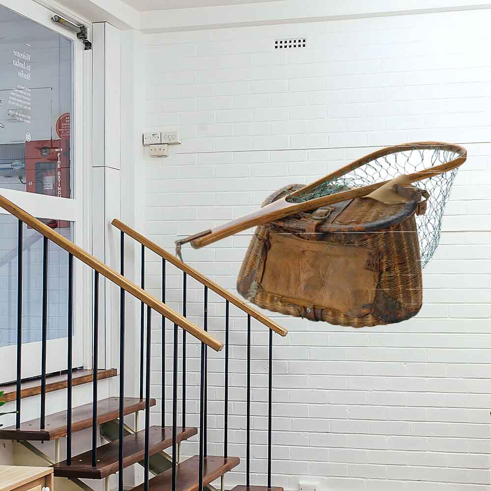 50x72 inch Fishing Basket & Net Decal Installed by Staircase