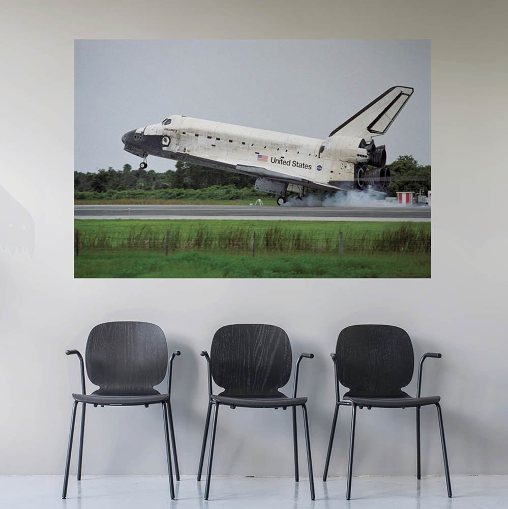 48x72 inch Shuttle Discovery Landing Decal Installed Above Chairs