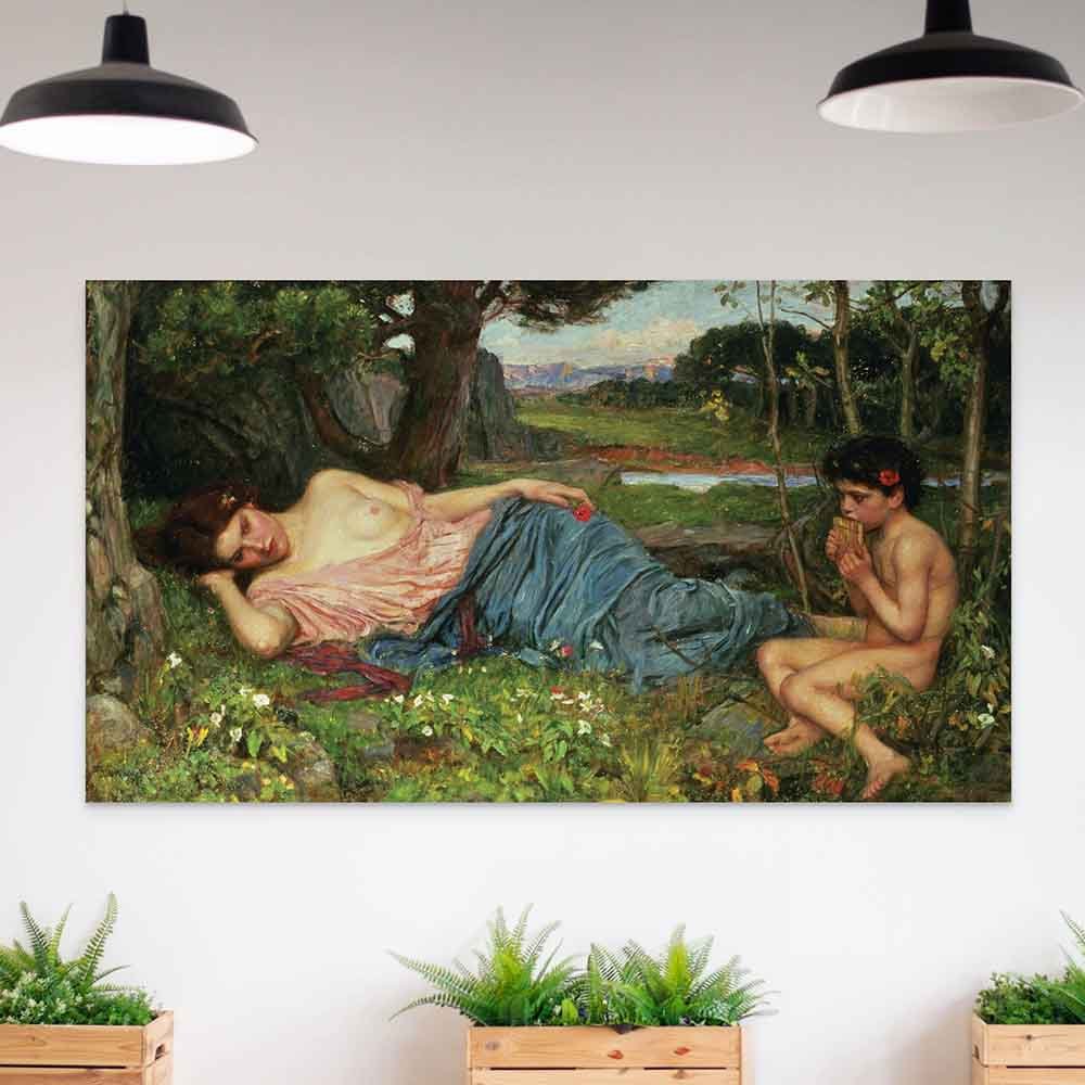 72 inch Listen to My Sweet Pipings Poster Displayed Above Planters