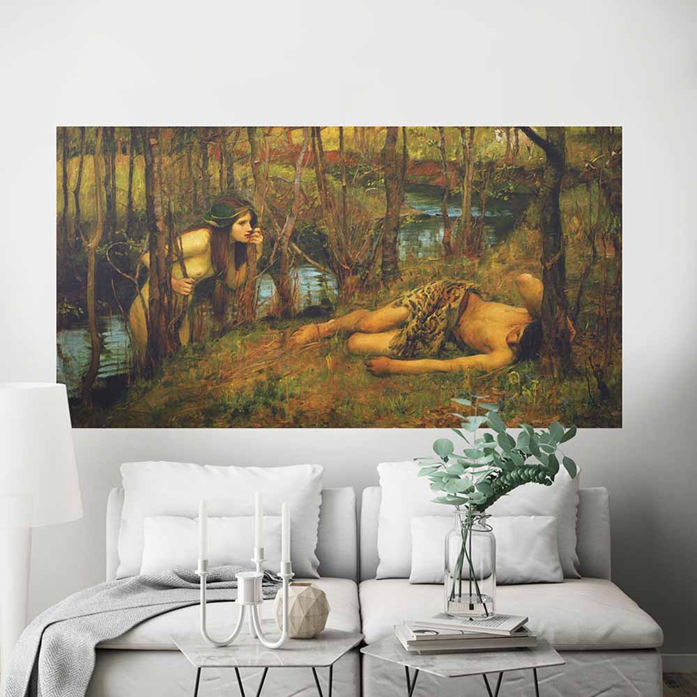 72 inch The Naiad Wall Decal Installed Above Settees