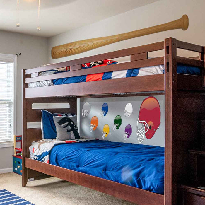 84 inch Baseball Bat Wall Decal Installed Above Bunk Beds