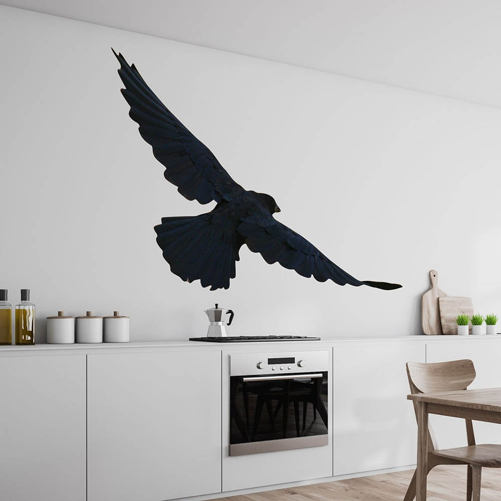 45.5x84 inch Die-Cut Crow Decal Installed in Kitchen