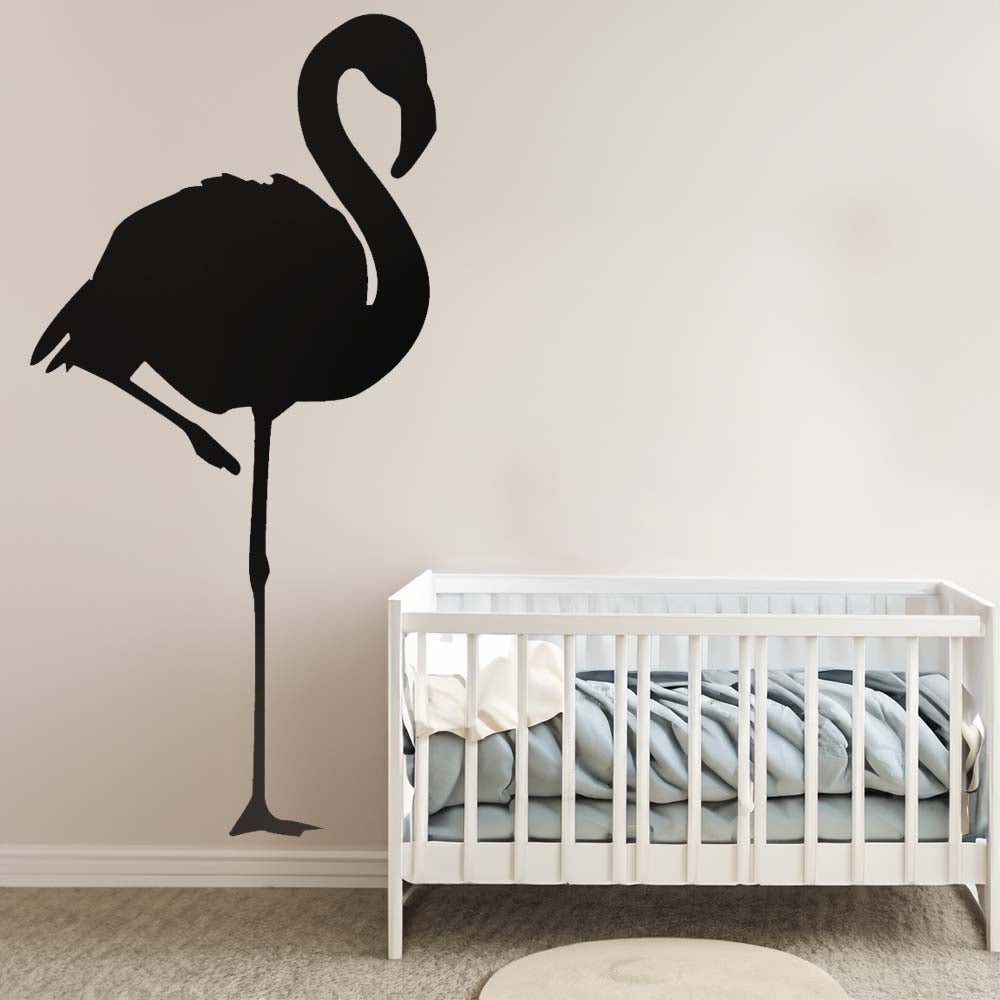 84 inch Black Flamingo Silhouette Wall Decal Installed in Nursery