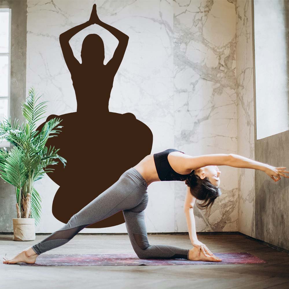 Brown 44.5x84 inch Yoga Silhouette Decal Installed in Yoga Studio
