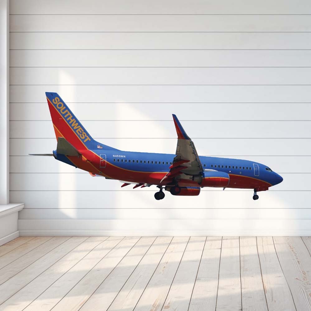 33.5x84 inch Southwest 737 Landing Decal Installed on Wall