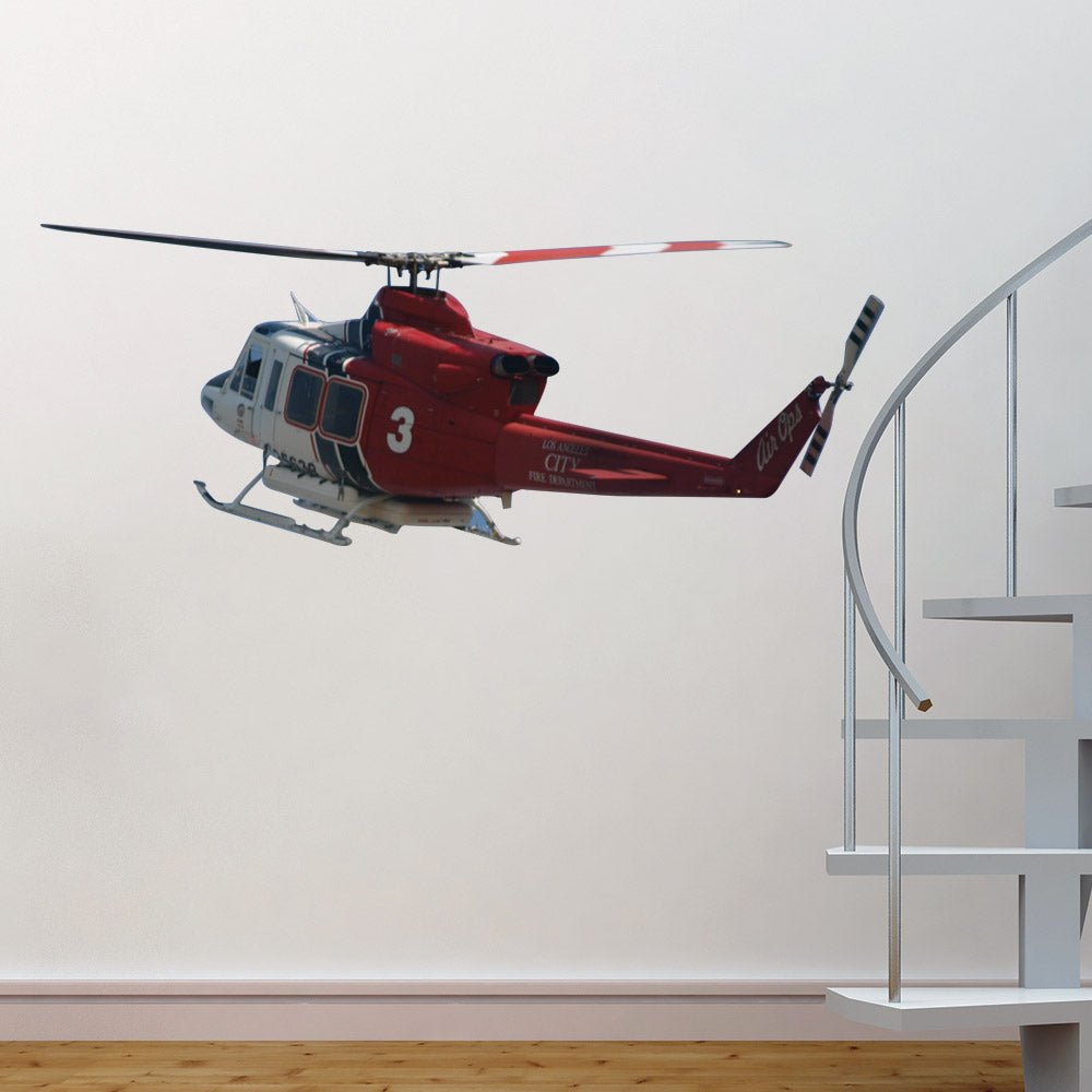 84 inch LAFD Fire 3 Copter Die-Cut Decal Installed on Wall
