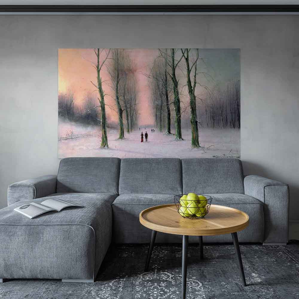 84 inch Snow Scene - Wanstead Park Poster Displayed in Living Room