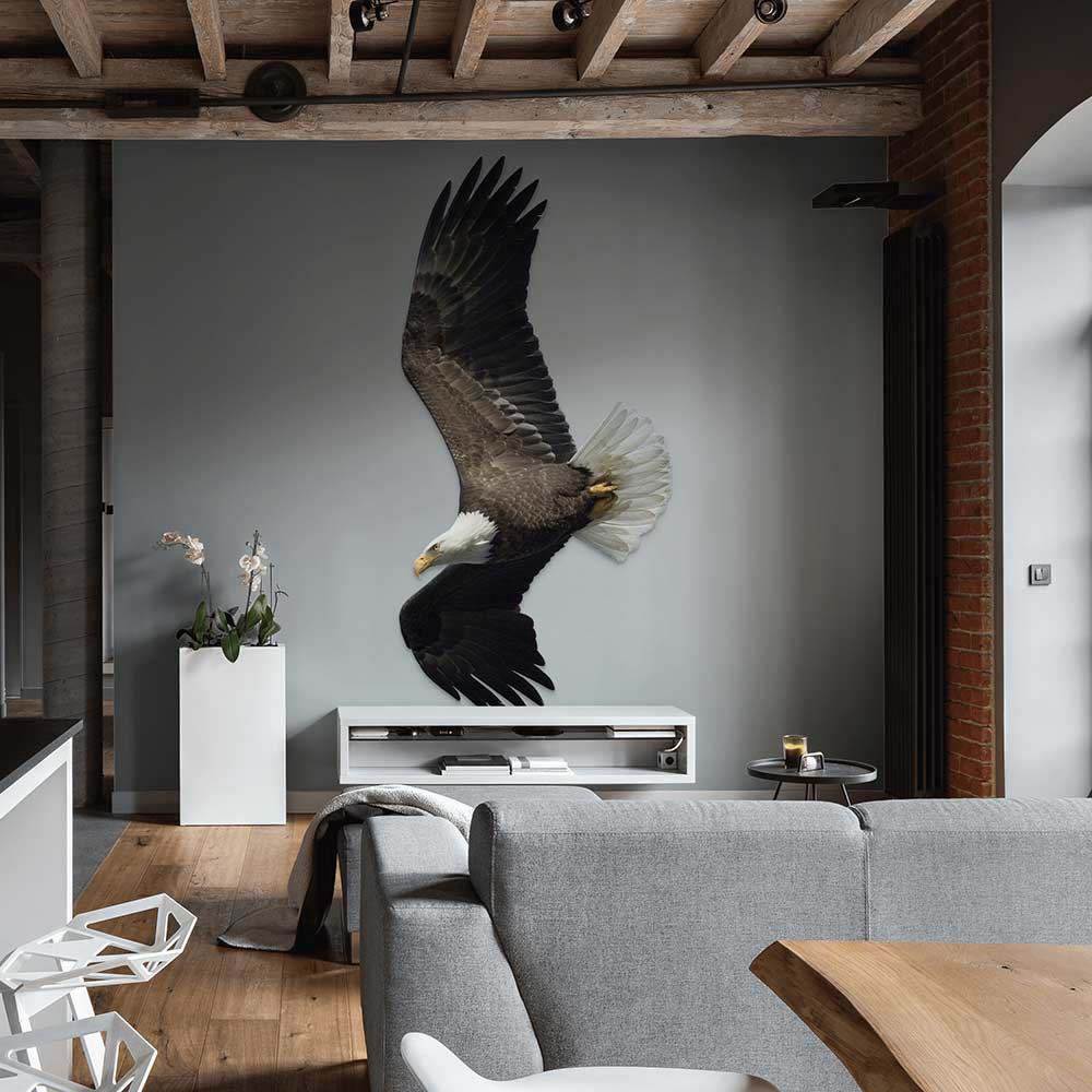 84 inch Soaring Eagle Die-Cut Decal Installed in Living Room