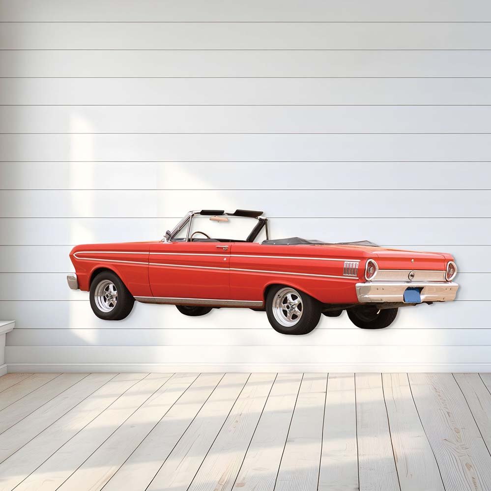84 inch Red convertible Ford Falcon car wall decal on a white wall