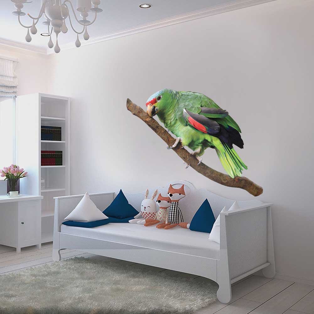 84 inch Parrot Die-Cut Decal Installed in Kids Room