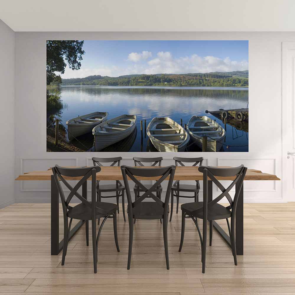 46x84 inch Serene Lake Poster Displayed in Dining Room