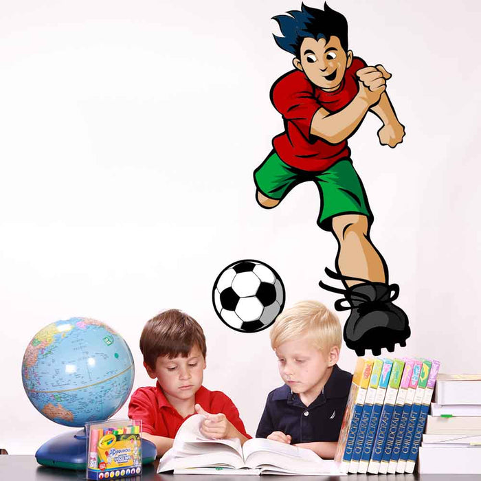 84 inch Soccer Boy Wall Decal Installed In Kids Study Room
