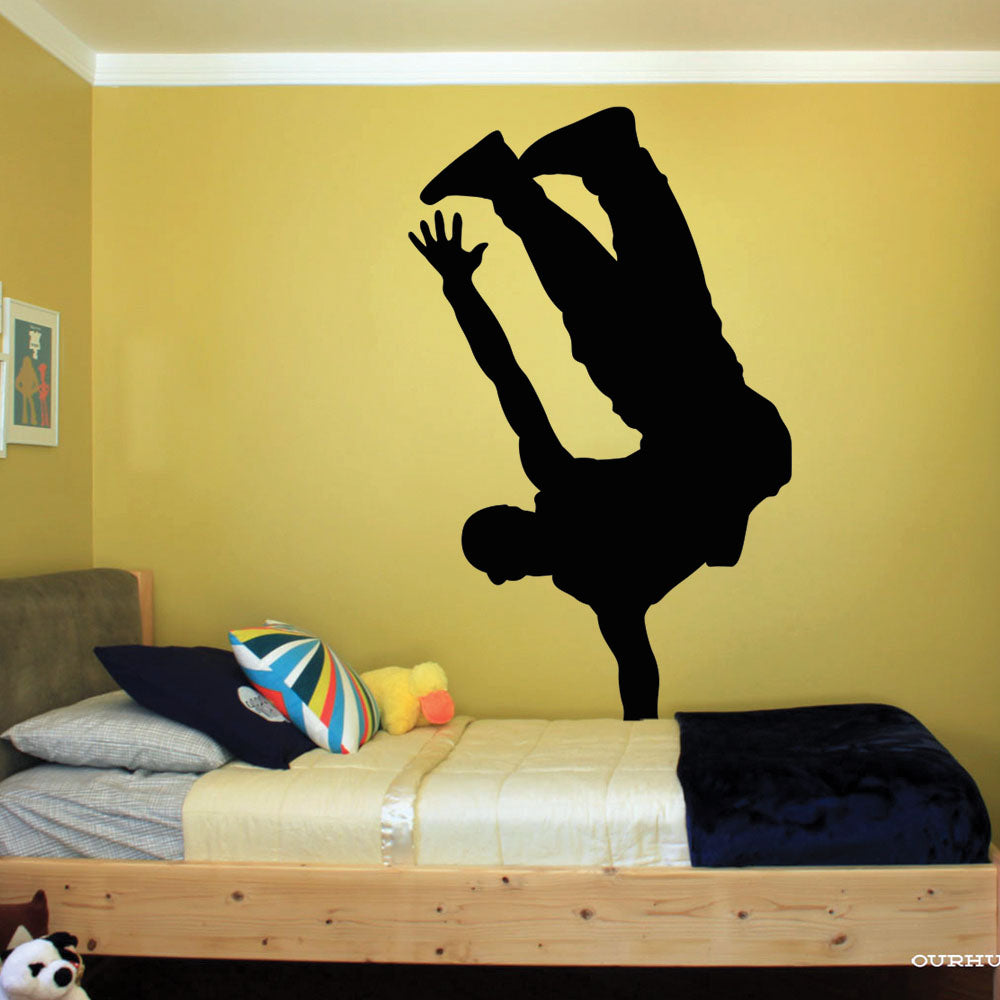 84 inch Street Dancer Silhouette Decal Installed in Bedroom