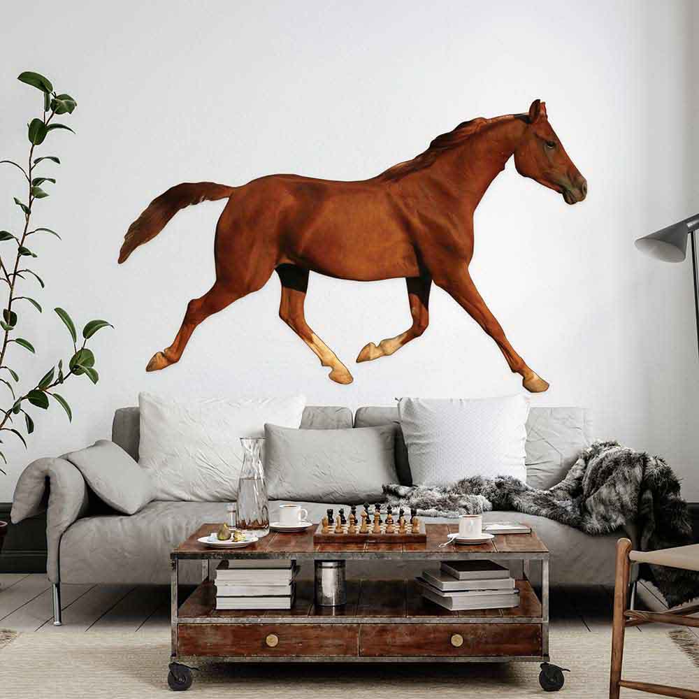 84 inch Trotting Horse Die-Cut Decal Installed in Living Room