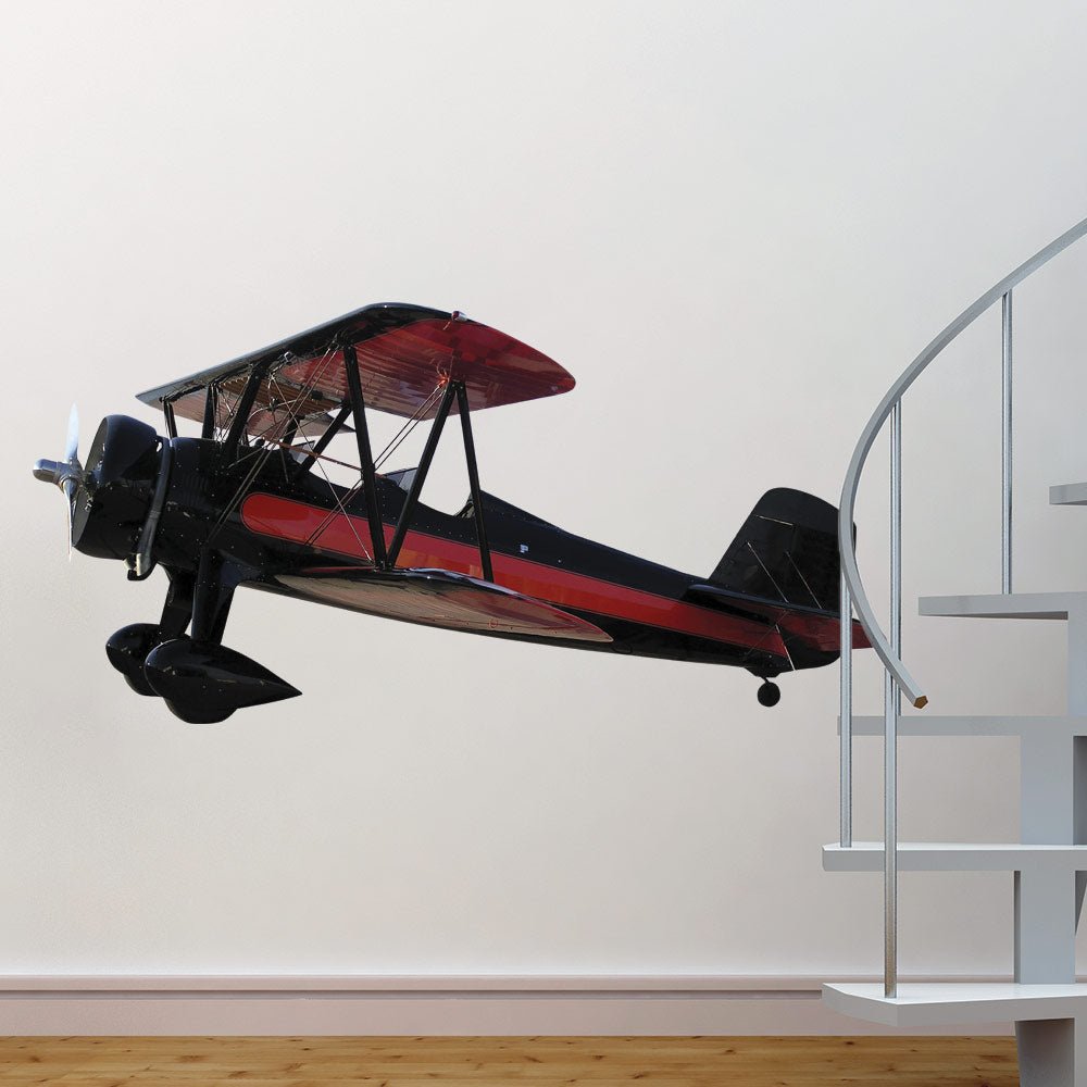 84 inch Vintage Biplane II Wall Decal Installed Next to Staircase