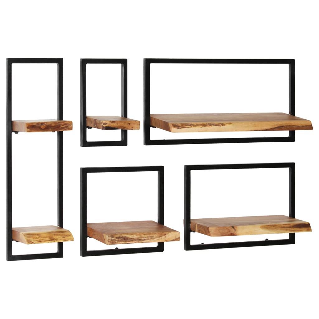 vidaXL Wall Shelves Floating Shelves Display Shelves 2 Pcs Solid Acacia Wood-0