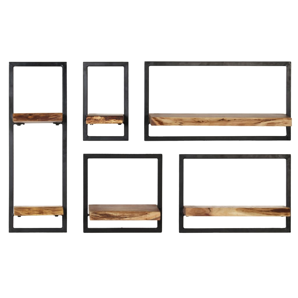 vidaXL Wall Shelves Floating Shelves Display Shelves 2 Pcs Solid Acacia Wood-2