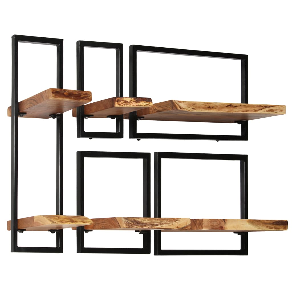 vidaXL Wall Shelves Floating Shelves Display Shelves 2 Pcs Solid Acacia Wood-4