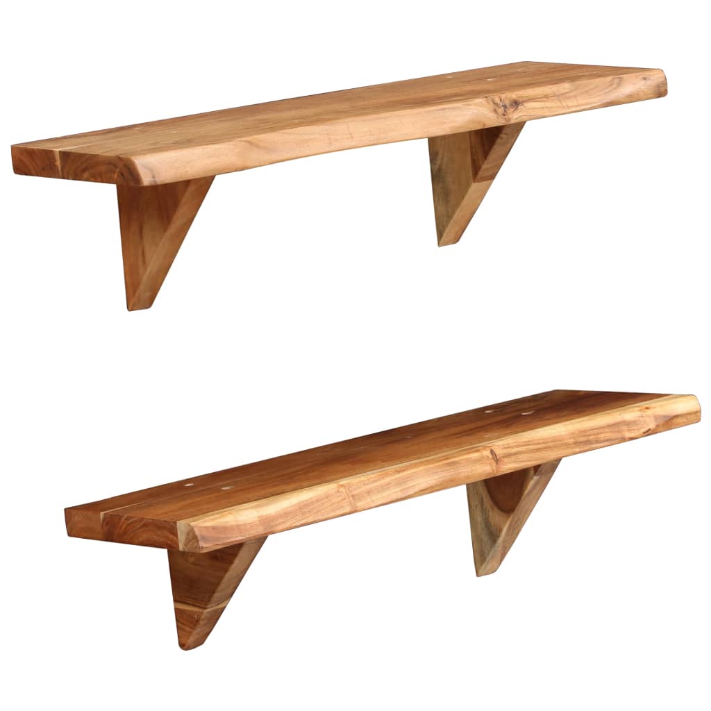 vidaXL Wall Shelves Floating Shelves Display Shelves 2 Pcs Solid Wood Acacia-2