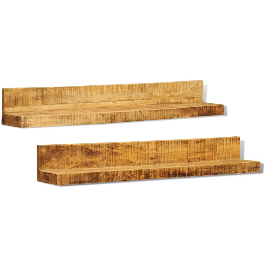 vidaXL Solid Wood Wall Mounted Display Shelf 2 pcs-0