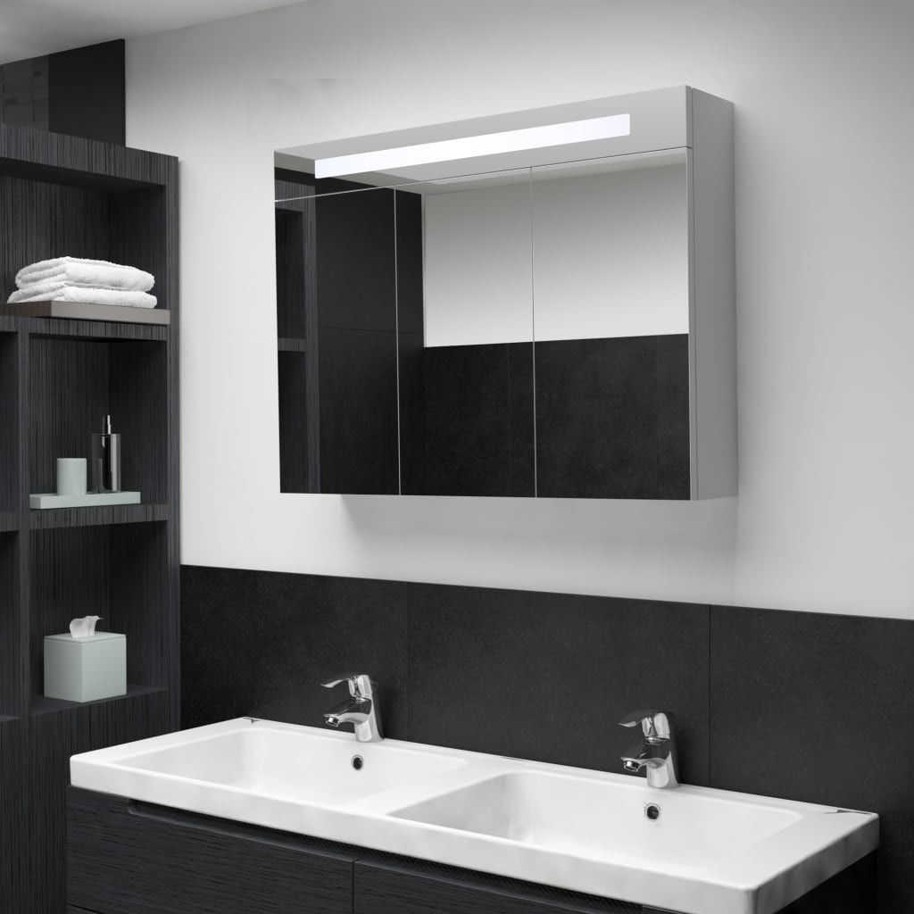 vidaXL LED Bathroom Mirror Cabinet 34.6