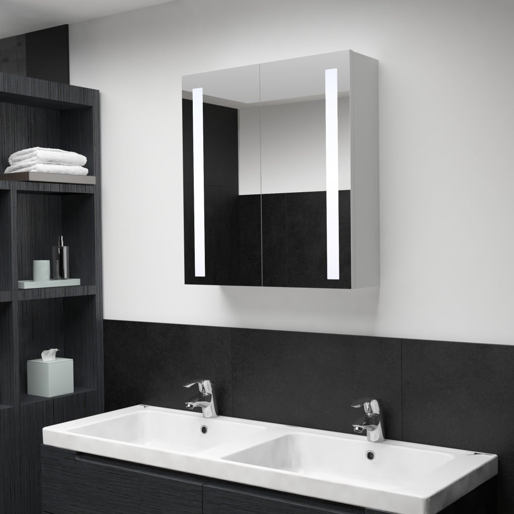 vidaXL Bathroom Cabinet Mirrored Bathroom Vanity Wall Mounted Medicine Cabinet-17