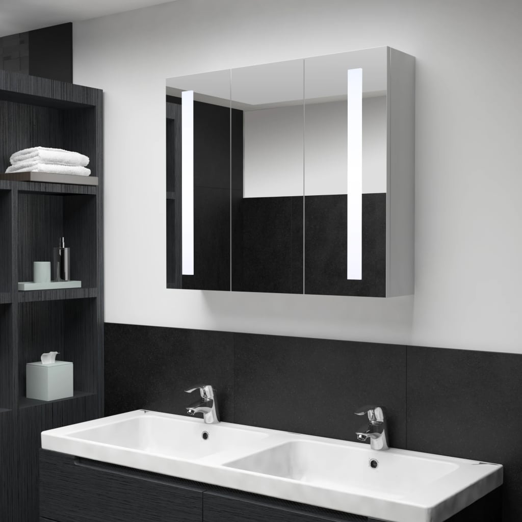 vidaXL Bathroom Cabinet Mirrored Bathroom Vanity Wall Mounted Medicine Cabinet-18