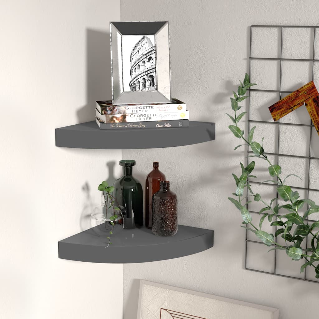 vidaXL Wall Corner Shelf Floating Corner Shelf Wall Mounted Display Shelf-29