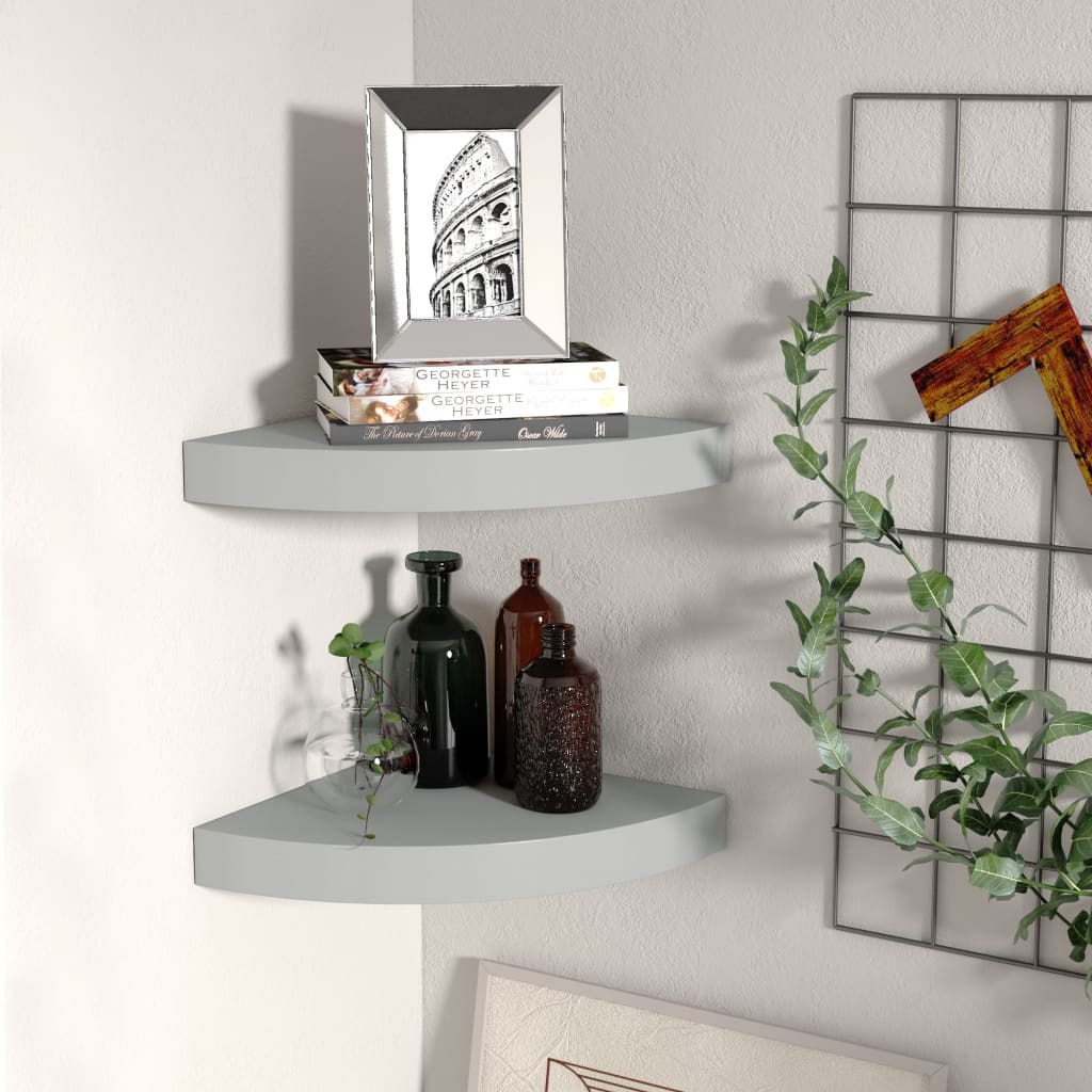 vidaXL Wall Corner Shelf Floating Corner Shelf Wall Mounted Display Shelf-17