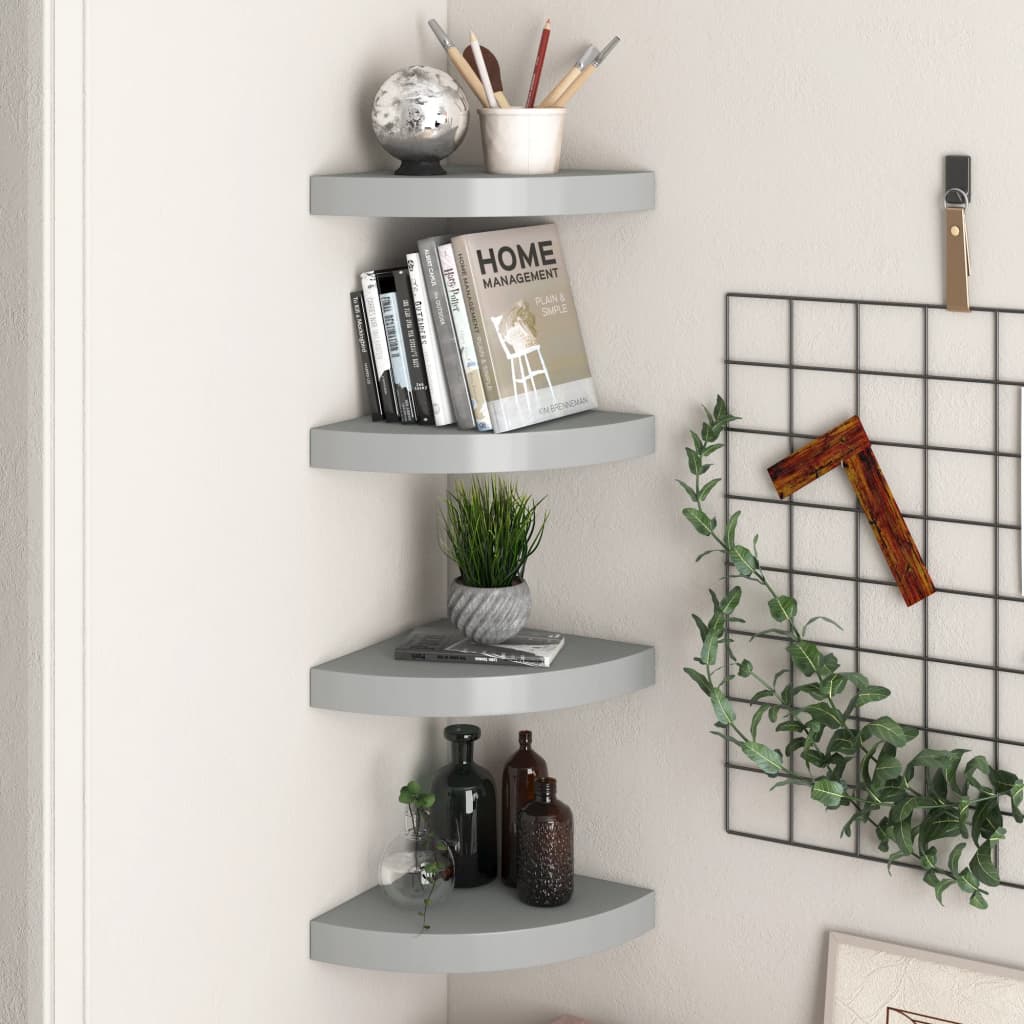 vidaXL Wall Corner Shelf Floating Corner Shelf Wall Mounted Display Shelf-19