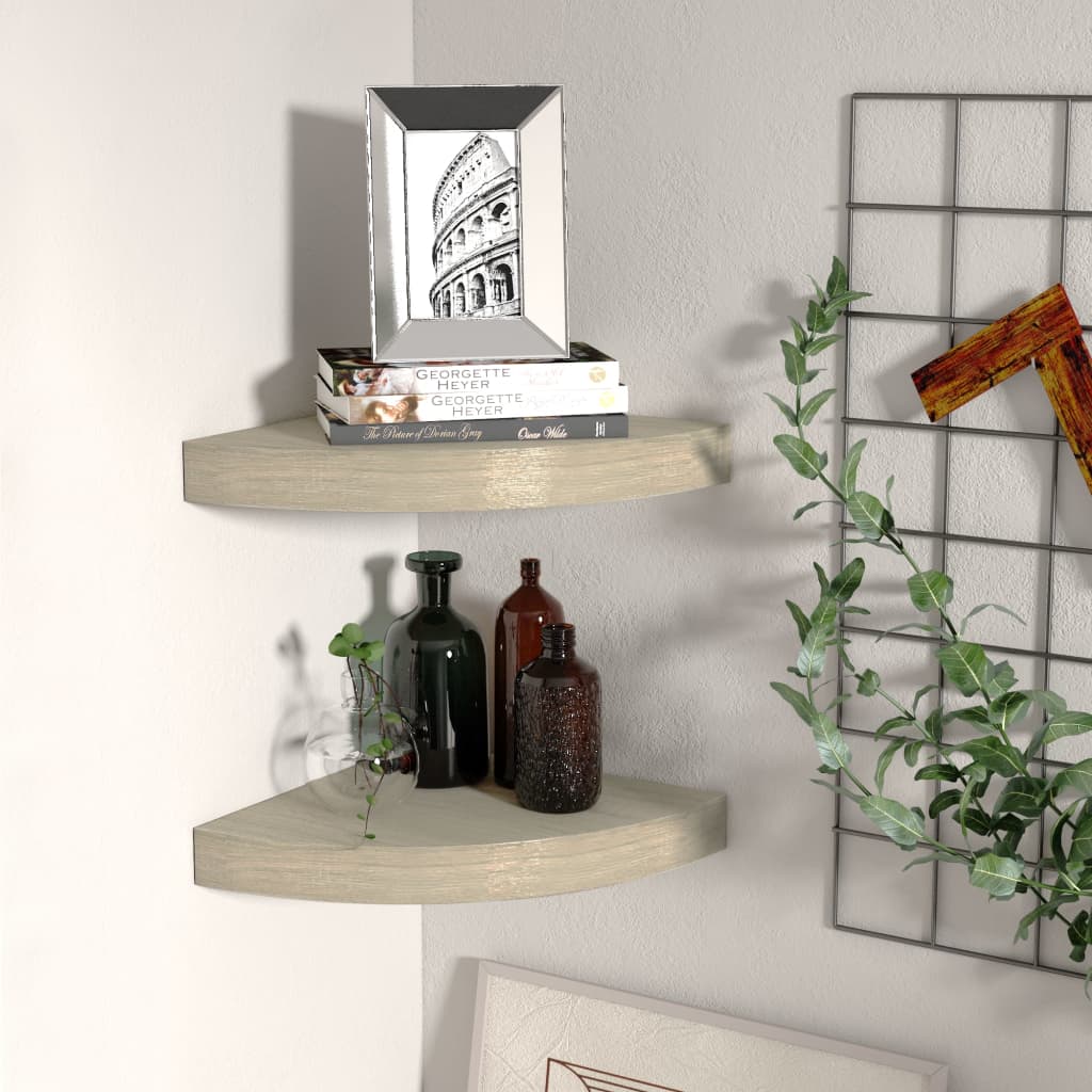 vidaXL Wall Corner Shelf Floating Corner Shelf Wall Mounted Display Shelf-41