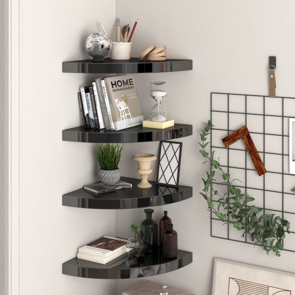 vidaXL Wall Corner Shelf Floating Corner Shelf Wall Mounted Display Shelf-28