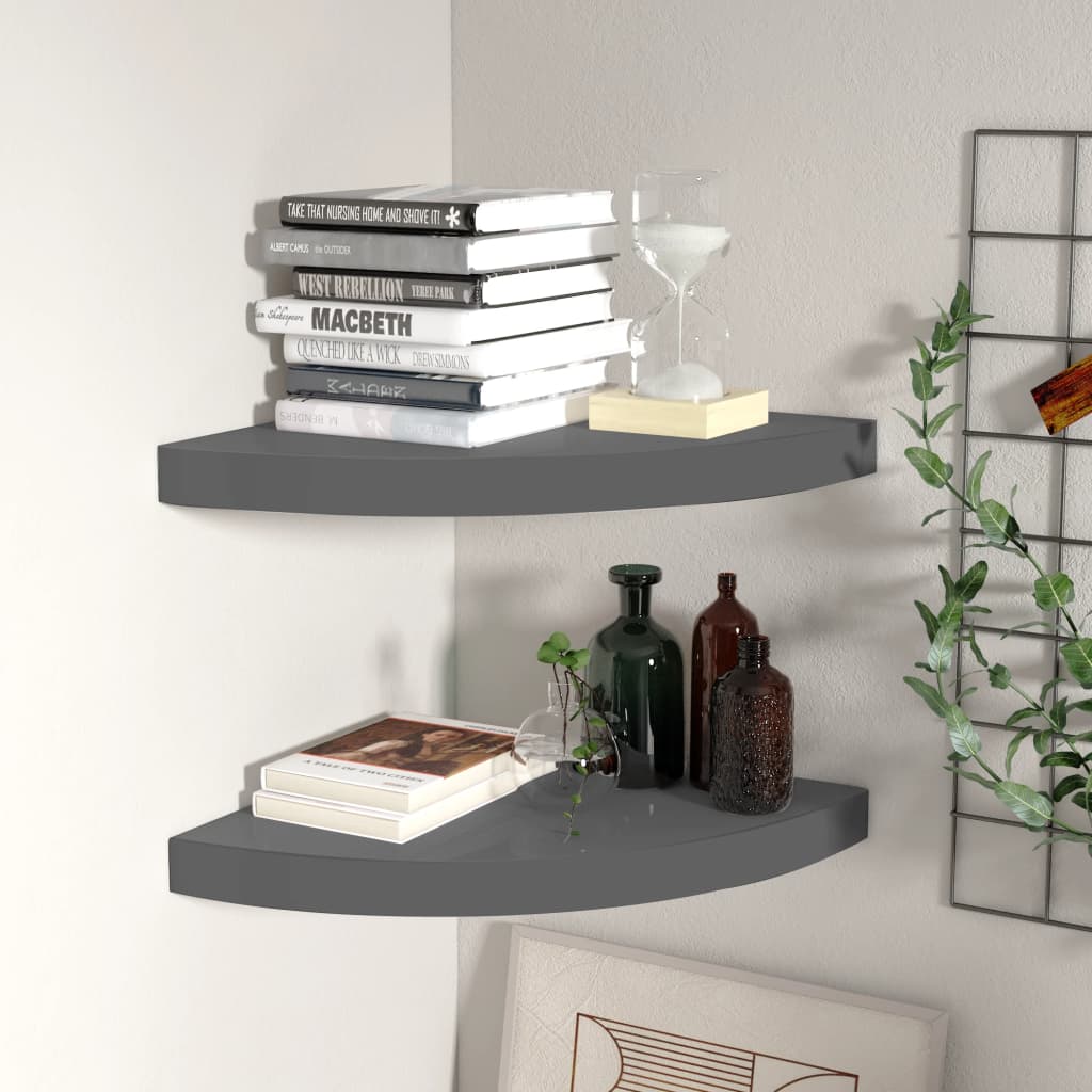 vidaXL Wall Corner Shelf Floating Corner Shelf Wall Mounted Display Shelf-34