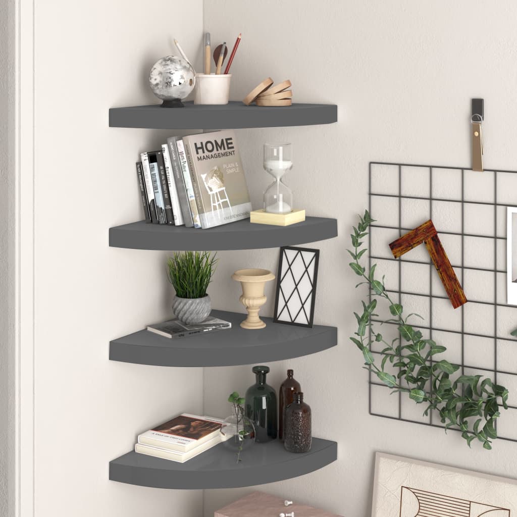 vidaXL Wall Corner Shelf Floating Corner Shelf Wall Mounted Display Shelf-30