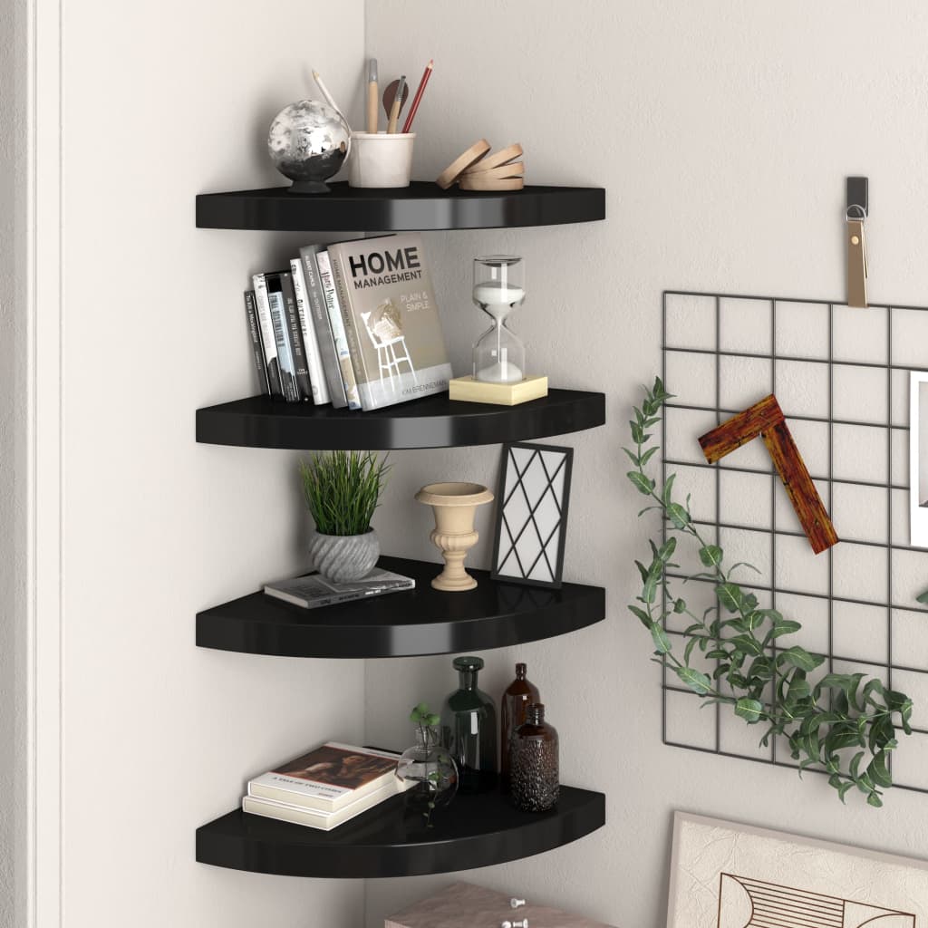 vidaXL Wall Corner Shelf Floating Corner Shelf Wall Mounted Display Shelf-5