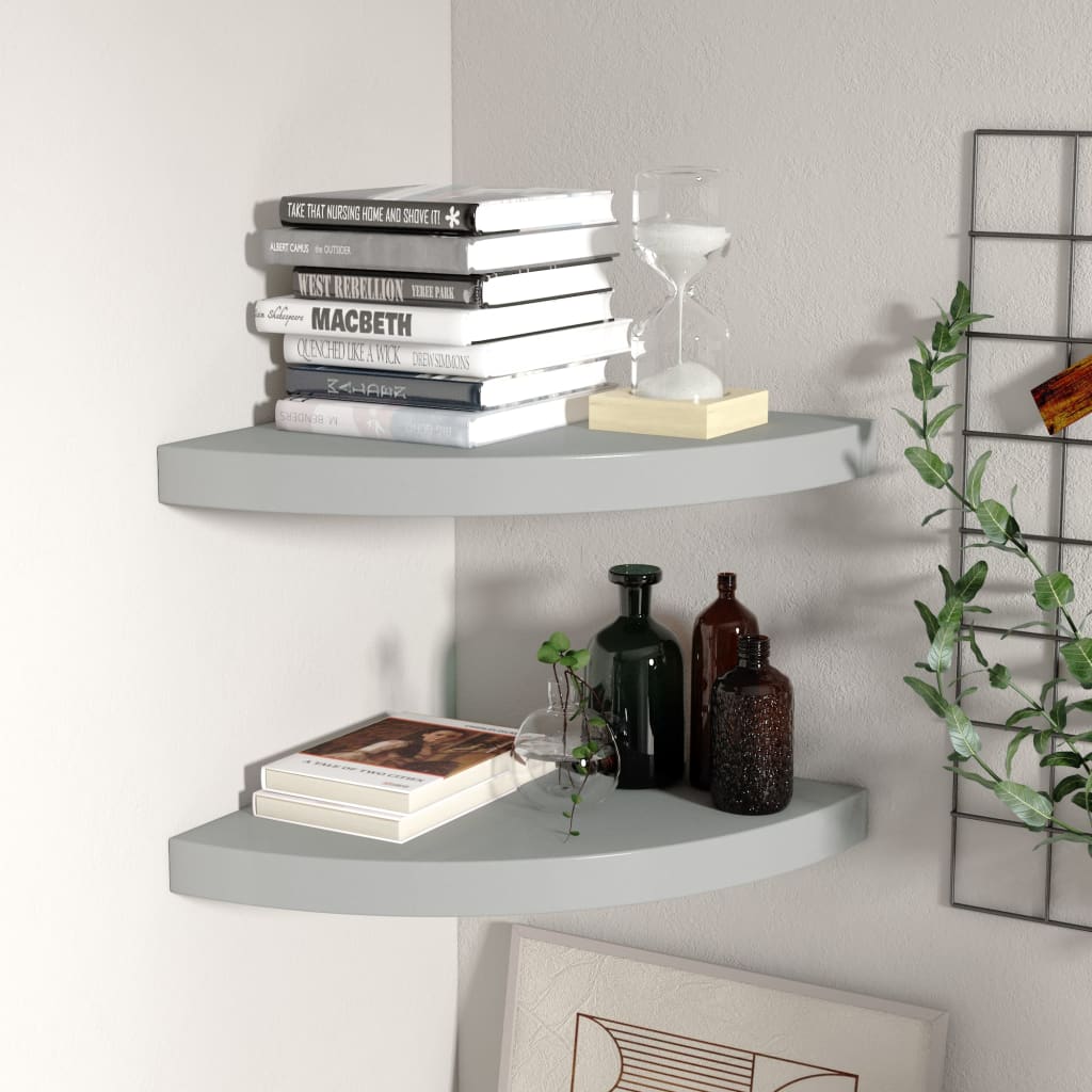 vidaXL Wall Corner Shelf Floating Corner Shelf Wall Mounted Display Shelf-21